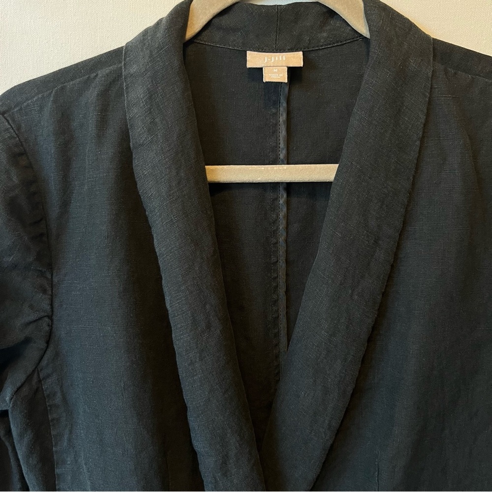J Jill Linen blazer jacket M Single button Black Pockets Breathable Lightweight - Picture 8 of 8